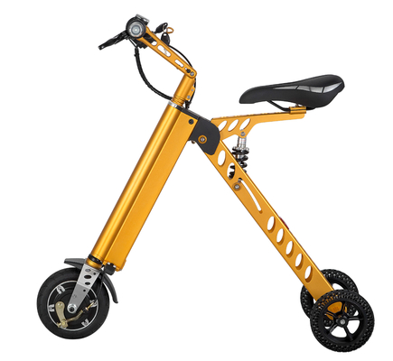 হলুদ Motorized ভাঁজ বাইক / ক্ষুদ্রতম হালকা ভাঁজ সাইকেল ব্যাটারি সহায়তাকারী
